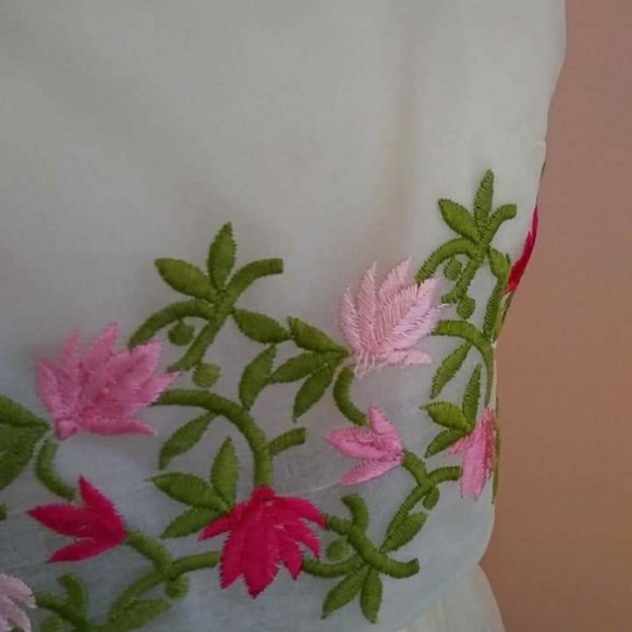 Vintage 1960s Organza Border Print Dress - Picture 7 of 8